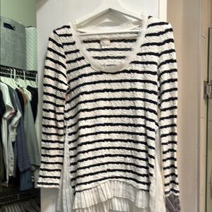 Striped navy and White Women's Top ( almost looks black)